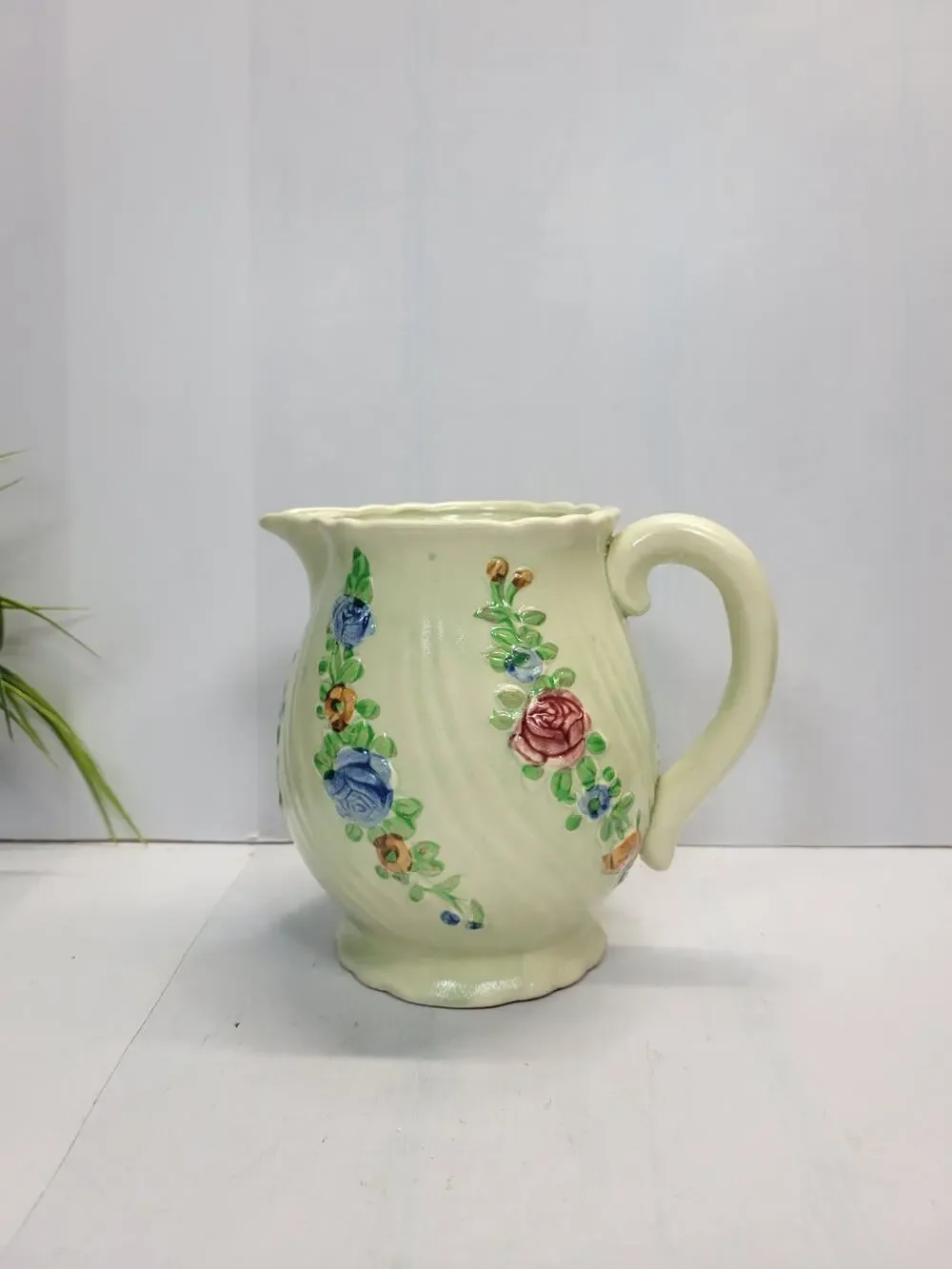 Vintage Japan Ceramic Floral Pitcher 6
